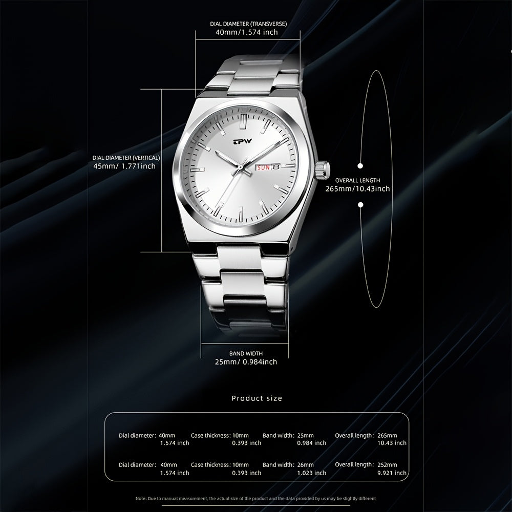 TPW Brand Men's Fashion Luminous Calendar Week Multifunctional Quartz Watch Men's Gifts