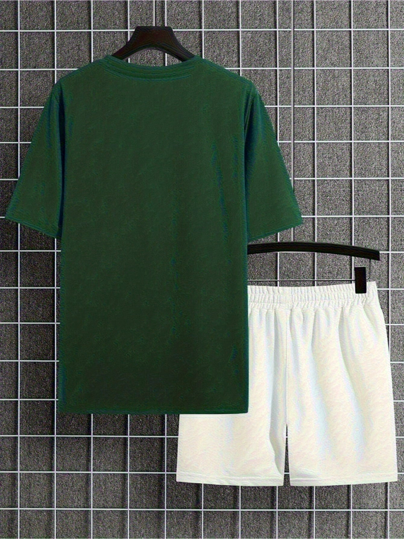 New Summer Men's Printed 2pcs Fashion Casual Suit, Round Neck Short Sleeve T-shirt and Waistband Shorts Set