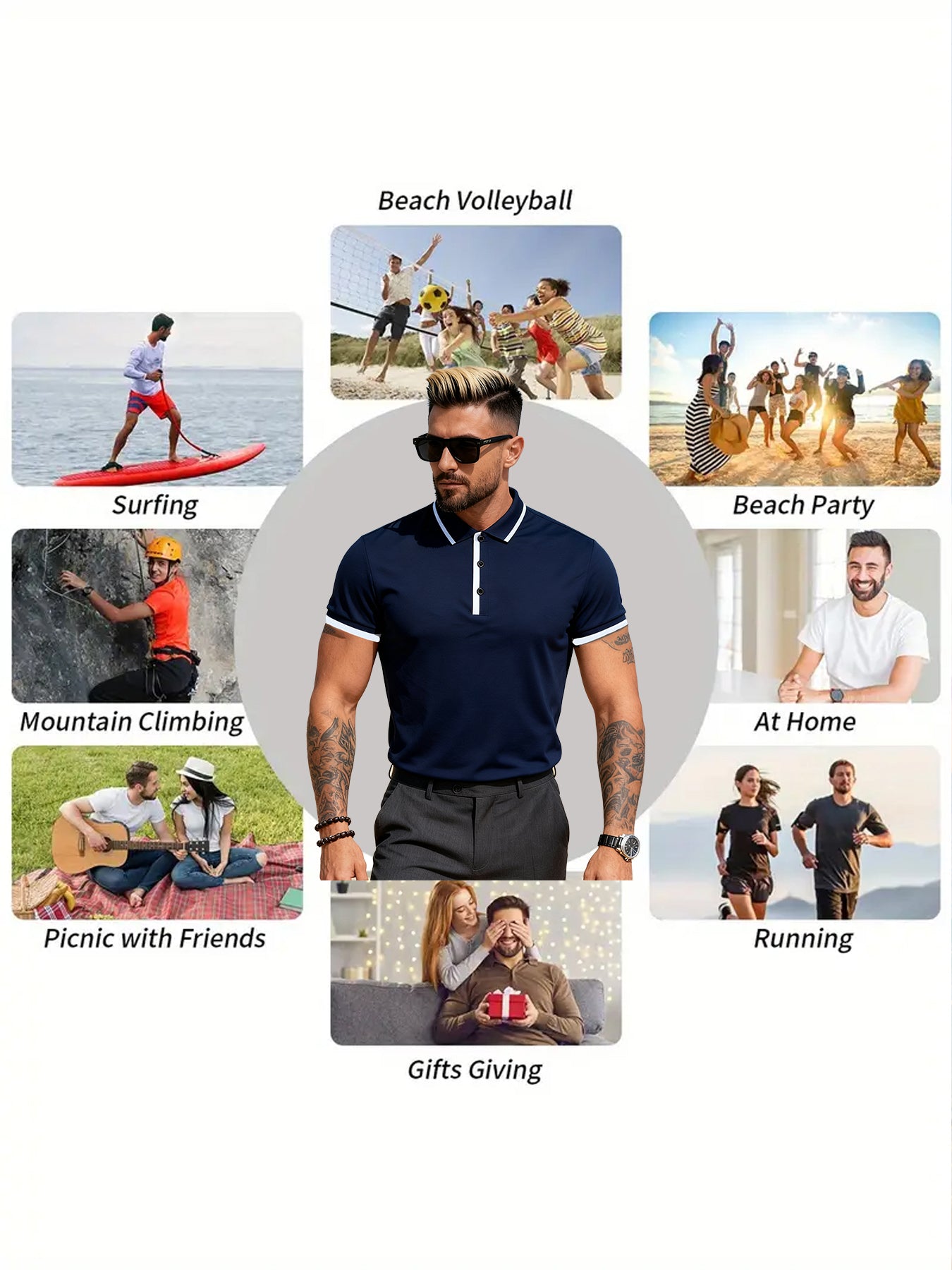 Men'S New Short Sleeve Polo Shirt With Bqss Letter Design | Casual And Business Style, Suitable For Various Occasions, Unisex, Ideal As A Gift - ayq