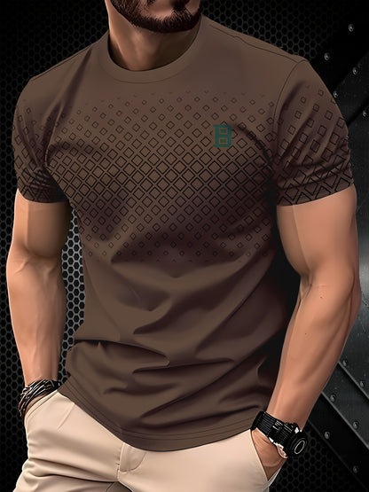 Men's Casual Crew Neck T-Shirt - 100% Polyester, All-Season Comfort