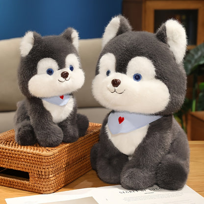 25cm/9.84in Cute Cartoon Husky Dog Plush Toy, Super Soft Stuffed Animal, Perfect Cuddly Gift for Boys and Girls, Birthday Party or Holiday Home Decor