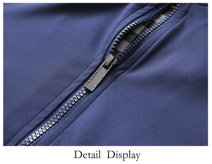 Men's Casual Royal Blue Bomber Jacket - Full Zip, Loose Fit, Polyester, Stand Collar, Long Sleeve, Lightweight & Durable for Spring and Fall, Casual Outerwear | Ribbed Cuff Sleeves | Durable Outerwear