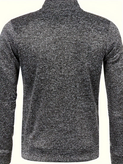 Elegant Mid Stretch Cardigan, Men's Casual Full Zip Up Cardigan Sweater Coat For Fall Winter