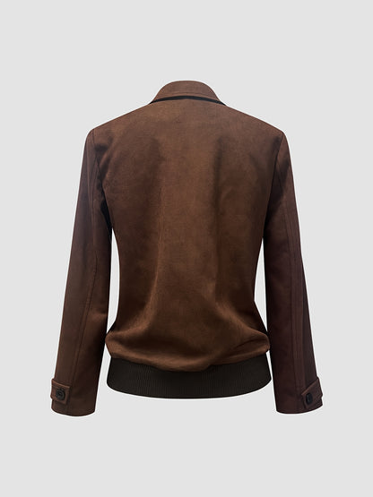 Կանացի վինտաժային ոճով արհեստական ​​մորթուց բաճկոն - երկար թևքերով, կոճակներով, շագանակագույն, աշնանային և ձմեռային առօրյա ոճով, ձմեռային առօրյա հագուստ | Վինտաժային բաճկոն | կոճակներով բաճկոն