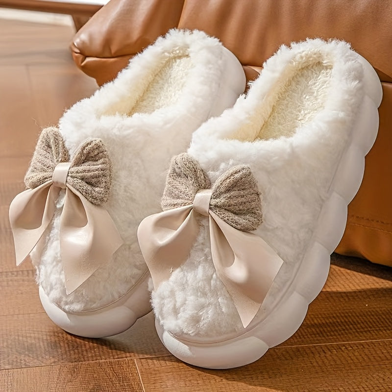 Women’s Plush Slip-On Slippers with Anti-Slip Thickened Soles