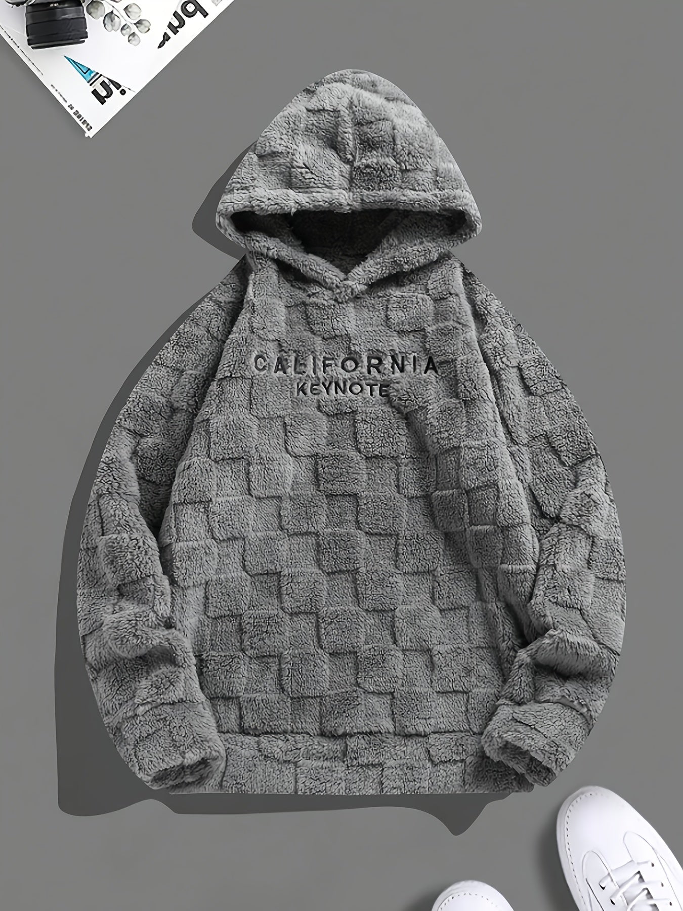 1pc Men Long Sleeve Jacquard Hooded Sweatshirt, Casual Casual Attire