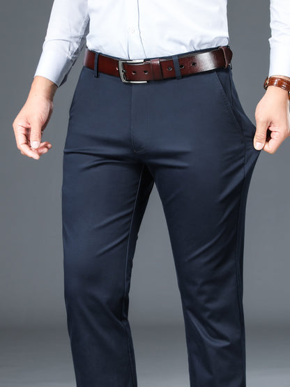 Men's Straight Leg Dress Pants, Men's Classic Design Pants for Business