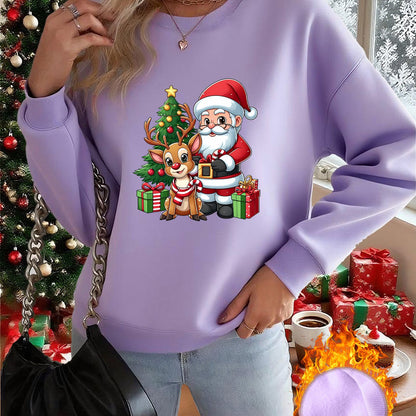 1pc Women's & Unisex Christmas Santa Reindeer Elf Print Sweater - Red Pullover Sweatshirt with Round Neck, Soft Warm Winter Sweating Jacket for Holiday Parties, Family Matching Outfits, Gift (Machine Washable) - Y2K Style All