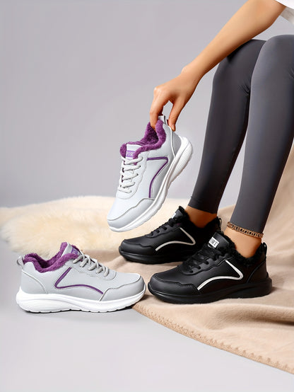 Կանացի ձմեռային ձնագնացքներ - Հաստ պլատֆորմային ներբան՝ լավ բռնման համար, թեթև ցրտադիմացկուն կոշիկներ՝ կապիչով, սահքից պաշտպանող EVA արտաքին ներբան - ամբողջովին սինթետիկ, արհեստական կաշվի նման վերին մաս - տաք, մեկուսացված՝ վազքի, արշավի և այլնի համար