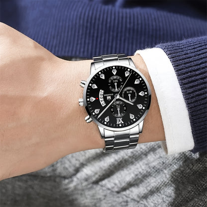 3 հատ տղամարդու նորաձև, բարձրակարգ քվարցային ժամացույց + գործնական, առօրյա դրամապանակ և բազմակողմանի ակնոցների համադրություն, կատարյալ նվեր ընկերների համար տոների և ծննդյան օրերի համար, տղամարդկանց նվեր