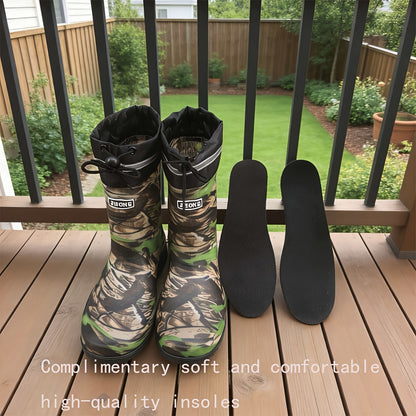 Men's Waterproof Camouflage PVC Rain Boots for Outdoor Work