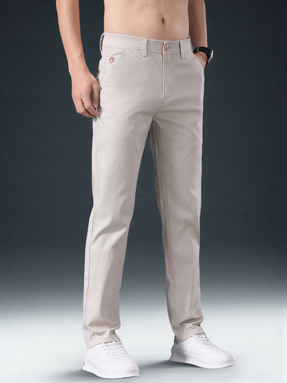 Men's High-End Cotton Twill Chinos - Comfortable Casual Fit