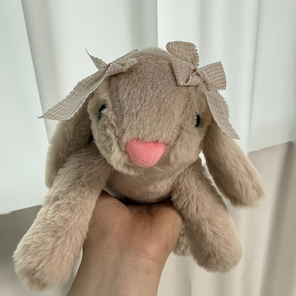 35Cm/13.8Inch Brown Rabbit Plush Toy, Cute Bunny Stuffed Animal with a Bow, Lively Adorable Rabbit Toy, Cozy Home Decor, Perfect Surprise Gifts for Kids, Friends, Boys, And Girls for Birthdays, Christmas, And Easter