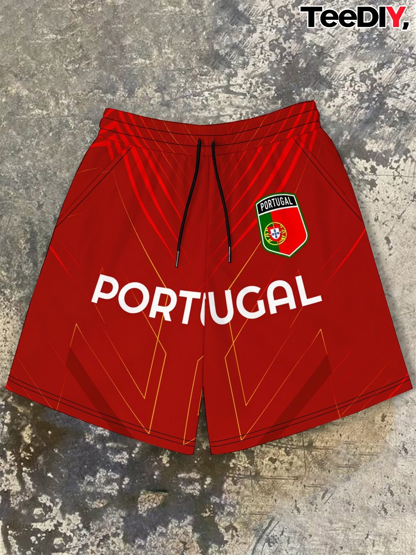 Men's Casual Portugal Football Pride Polyester Shorts - ayq