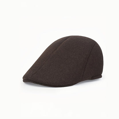 Street Style Solid Color Beret Cap, Casual Front-Brim Sun Protection Hat, Woven, with Polyester 65% and Cotton 35%