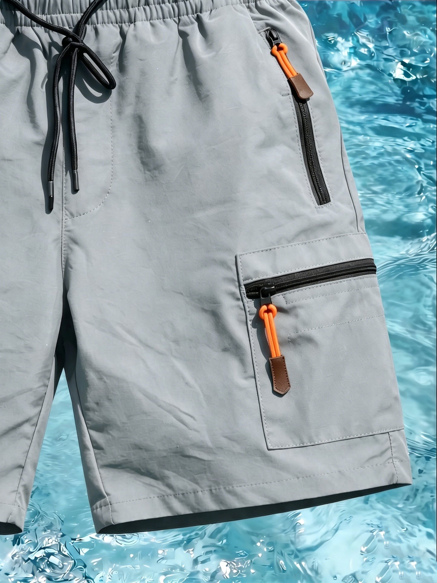 Men's Casual Loose-Fit Cargo Shorts with Elastic Drawstring Waist