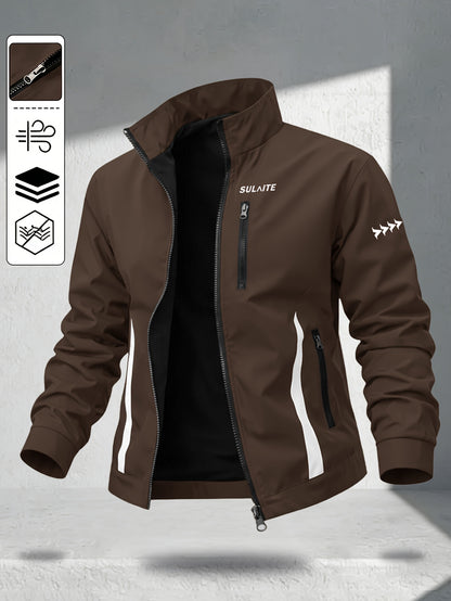 Men's Vintage Casual Bomber Jacket Stand Collar Windproof Coat