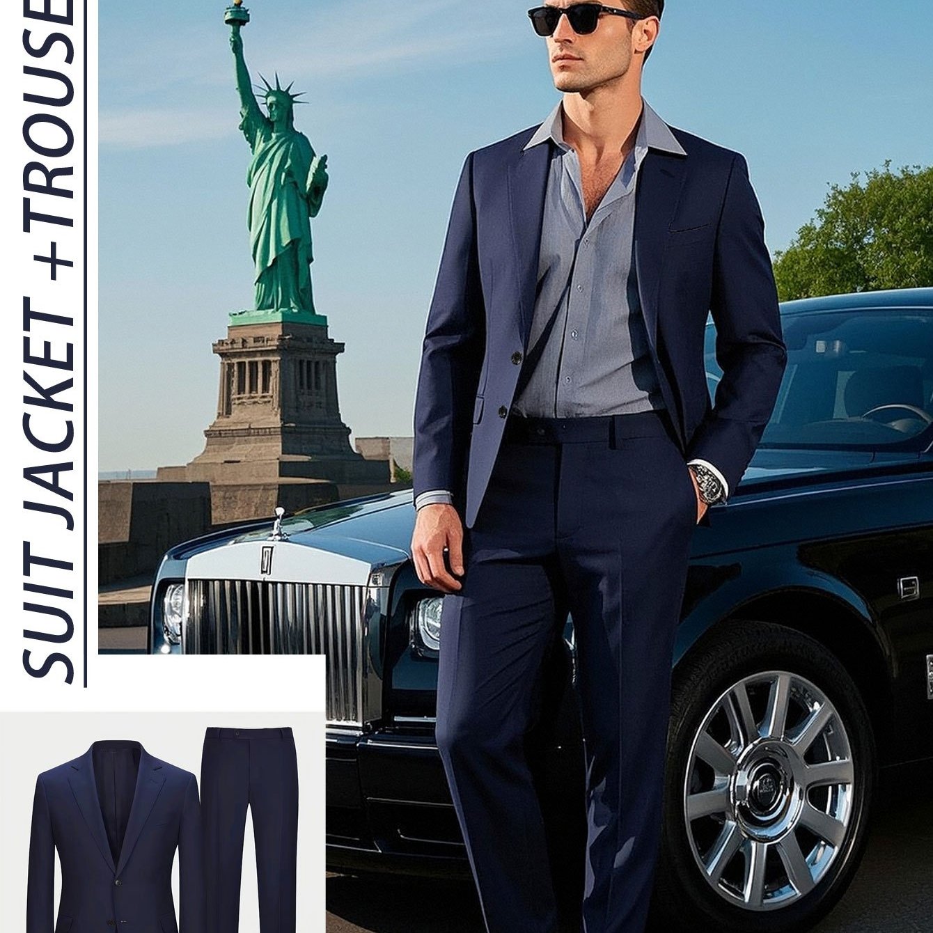 Men'S Formal Suit Set Featuring a Two-Button Lapel Jacket And Trousers. A Simple, Comfortable, And Classic Outfit for Adult Males, Suitable for Professional Office Wear, Elite Business Attire, And High-End Casual Suits. Ideal