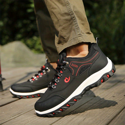 PLUS SIZE Men's Durable Lace Up Hiking Boots, Comfy Non Slip Soft Sole Shoes For Men's Outdoor Activities