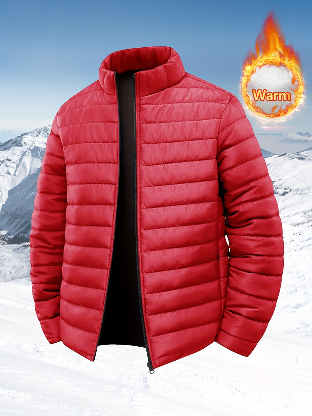 Men's Quilted Stand Collar Jacket for Autumn Winter
