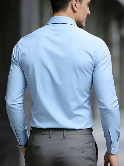 Men's Casual Long Sleeve Business Shirt for Spring and Fall