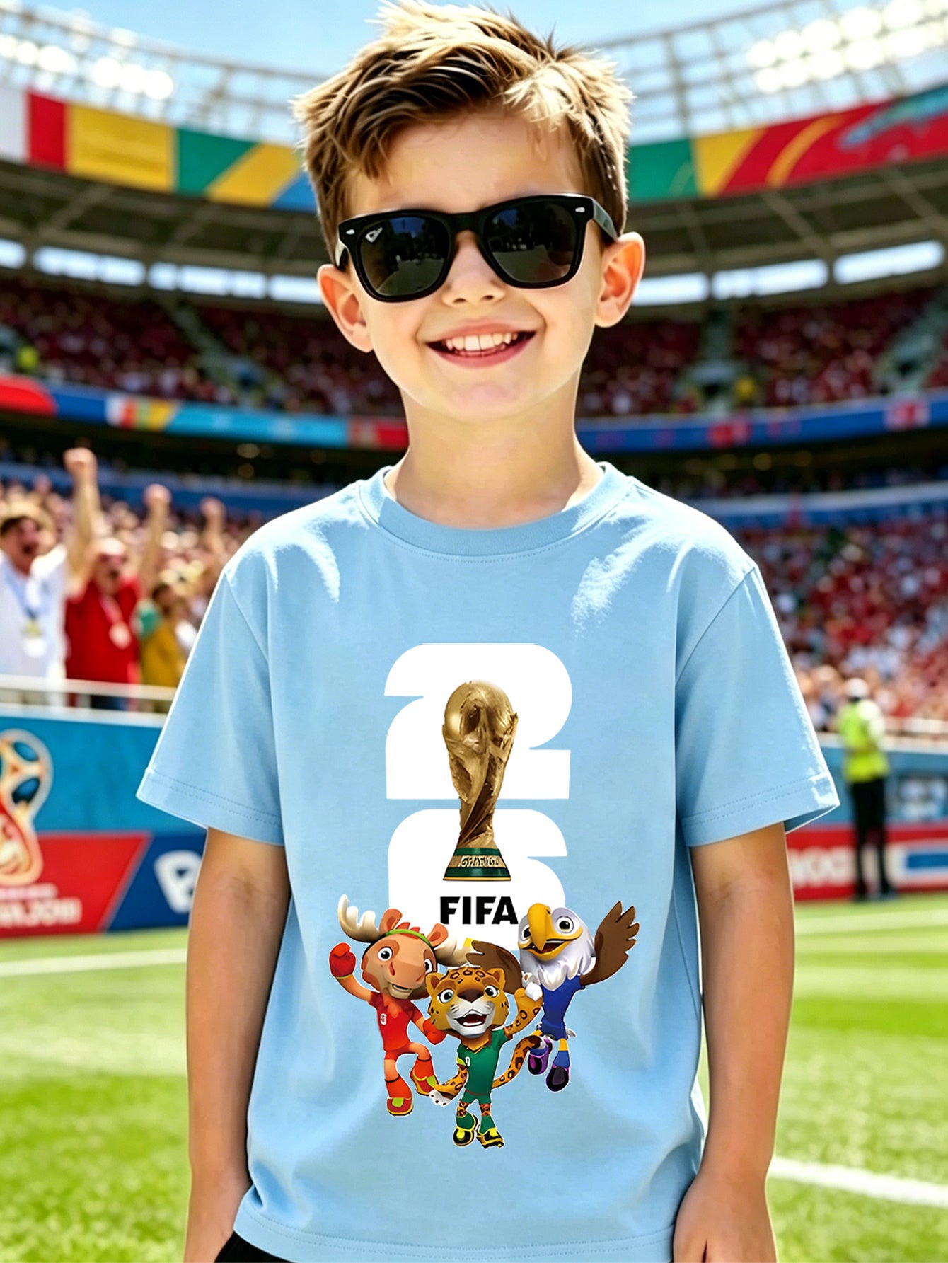 2026 World Cup Digital Trophy Cotton T-Shirt for Kids