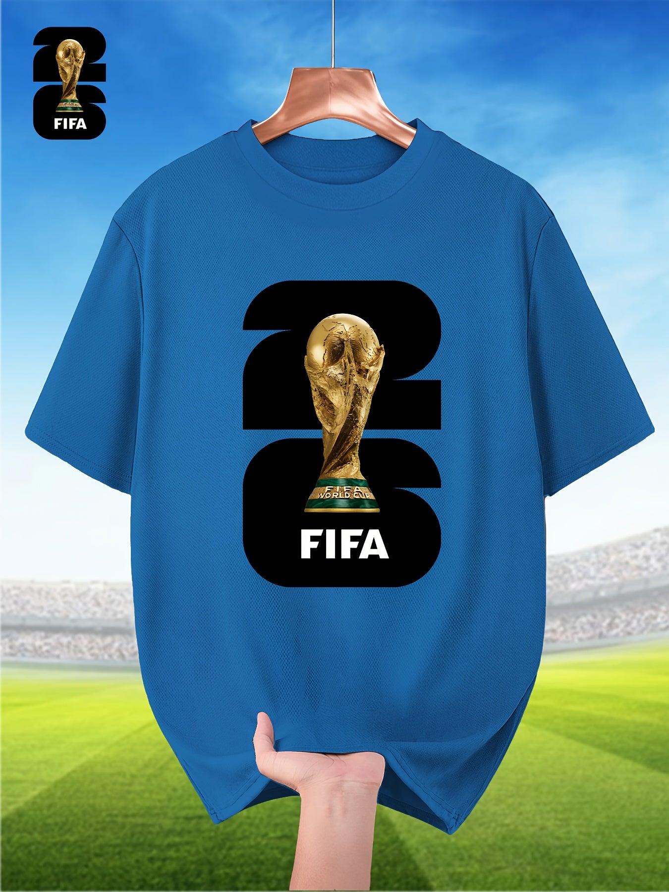Men's Breathable Summer T-Shirt with FIFA World Cup Print