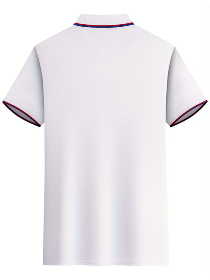 Men'S Comfortable POLO Shirt | Classic Button-Up Lapel Collar, Casual Style, Short Sleeve, Solid Color - ayq