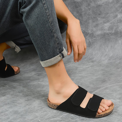 Vintage Round Toe Slippers with Thick Sole & Adjustable Fit