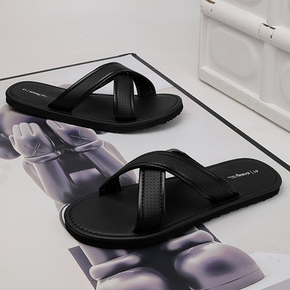 Men's All-Season Slip-On Sandals with Durable Cross Straps