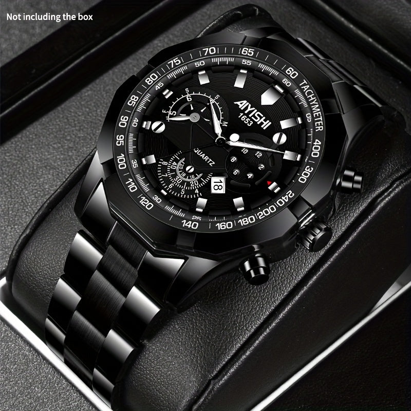 AIYISHI Men's Luxury Business Quartz Watch | | Luminous Hands & Markers | Date Display | Zinc Alloy Case and Band | Analog Dial with Subdials | Ideal for Professional Gifting