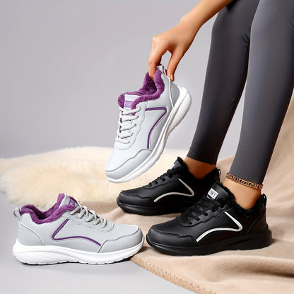 Կանացի ձմեռային ձնագնացքներ - Հաստ պլատֆորմային ներբան՝ լավ բռնման համար, թեթև ցրտադիմացկուն կոշիկներ՝ կապիչով, սահքից պաշտպանող EVA արտաքին ներբան - ամբողջովին սինթետիկ, արհեստական կաշվի նման վերին մաս - տաք, մեկուսացված՝ վազքի, արշավի և այլնի համար