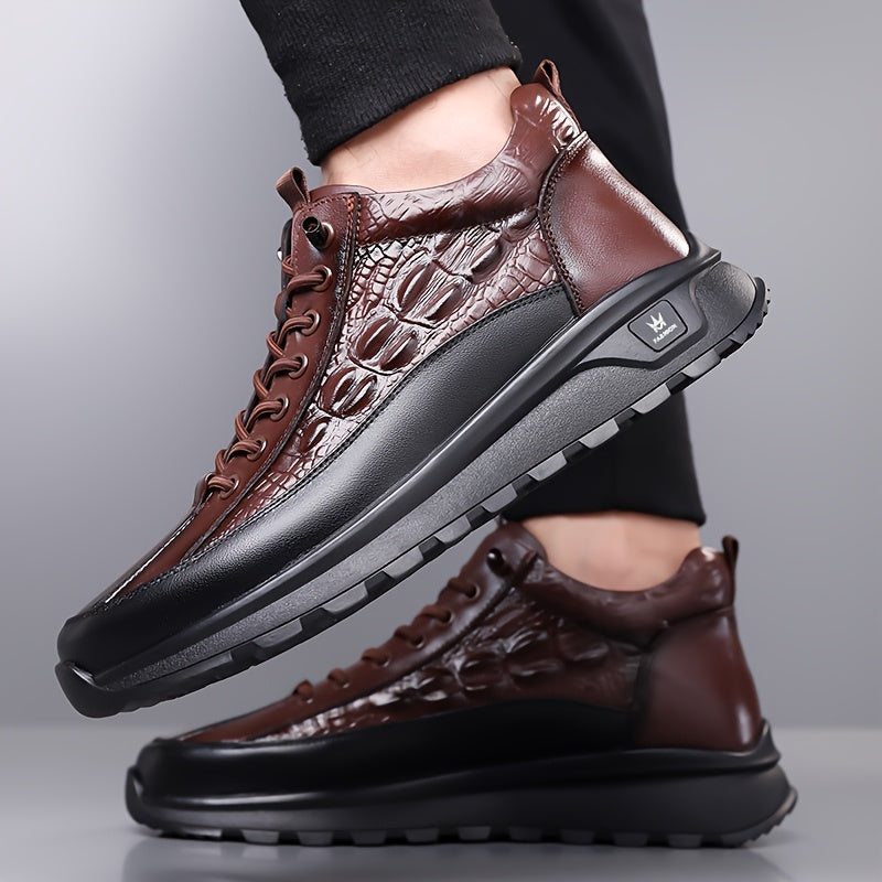 Men's Casual British Style Mid-Calf Winter Fleece Boots
