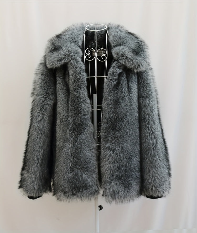 Men'S Faux Fur Coat with Imitation Fur Lining, Square Neck Zipper Short Winter Windproof Warm Loose Casual Jacket for Young Style