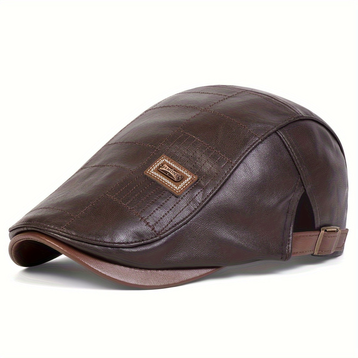 Retro Classic PU Leather Gentlemen Forward Hat, Adjustable Casual Beret For Autumn And Winter Travel