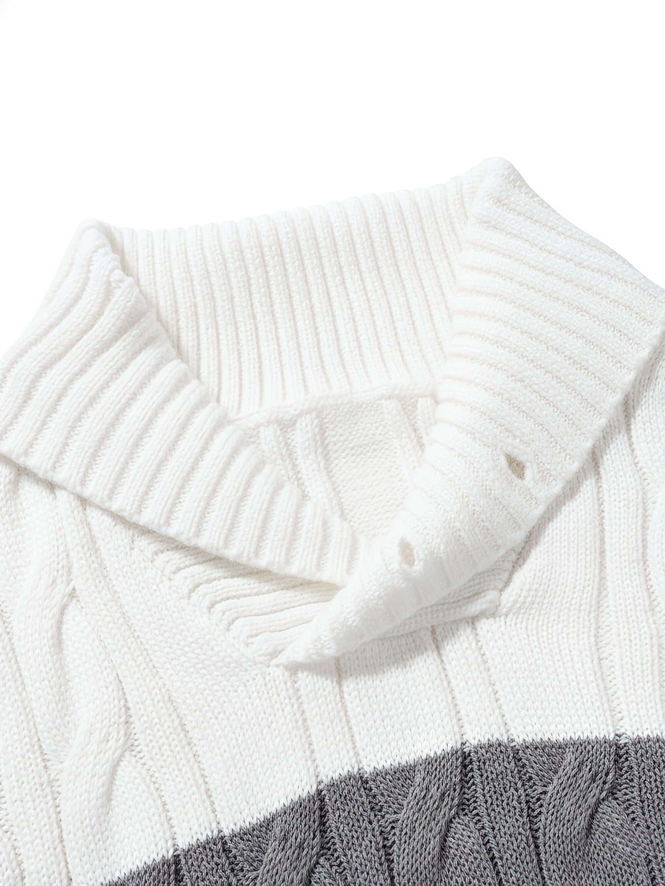 Men's Business Style Color-Block Sweater, Fashionable Trendy Spliced Large Lapel Pullover, Versatile Button-Design Sweatshirt