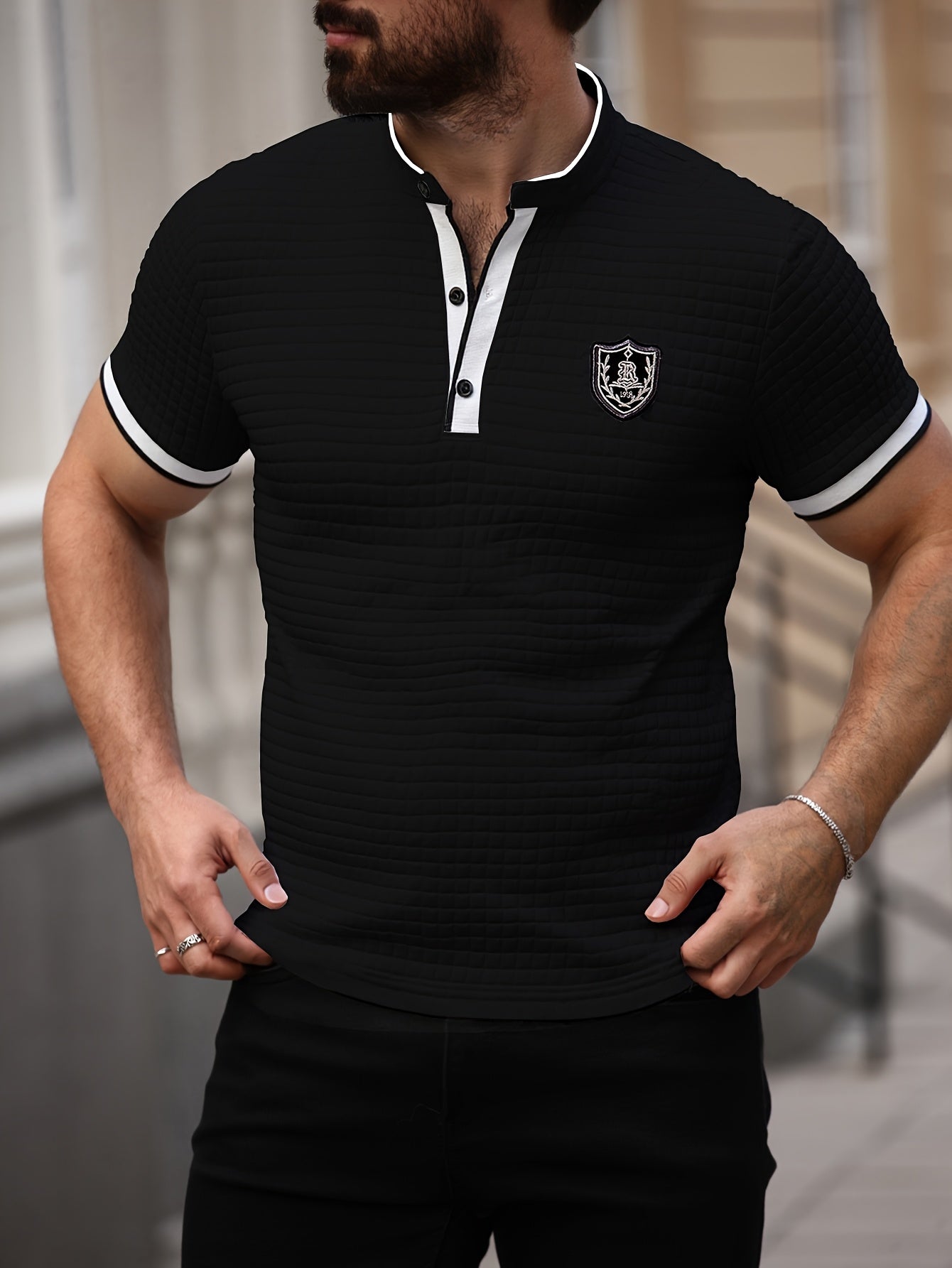 Men's Lightweight Moisture-Wicking Short Sleeve Shirt - Breathable Stretch Fabric, Henley Neck Casual Button-Up for Gym, Summer Outings & Parties (White) - ayq