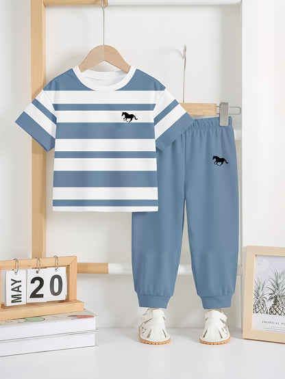 Boys' Striped Short-Sleeve T-Shirt & Pants Set for 6M-3Y