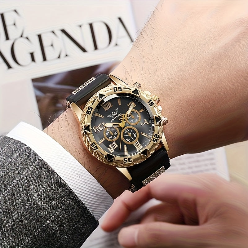 4 հատ տղամարդու մինիմալիստական ​​դրամապանակ, ժամացույց և ապարանջանի նվերների տուփ - էլեգանտ ձեռքի ժամացույց և համապատասխանեցում, հարմար է Սուրբ Ծննդյան, ծննդյան օրվա, նրա նվերի համար - ոճ, նվեր տղամարդկանց համար