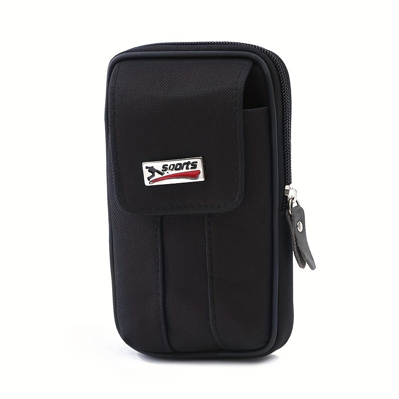 1pc Men's Mobile Phone Bag, Casual Wear Belt Fanny Pack, Canvas Mobile Phone Fanny Pack, Multi-functional Waterproof Mobile Phone Bag, Card Holder, Coin Wallet