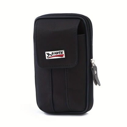 1pc Men's Mobile Phone Bag, Casual Wear Belt Fanny Pack, Canvas Mobile Phone Fanny Pack, Multi-functional Waterproof Mobile Phone Bag, Card Holder, Coin Wallet