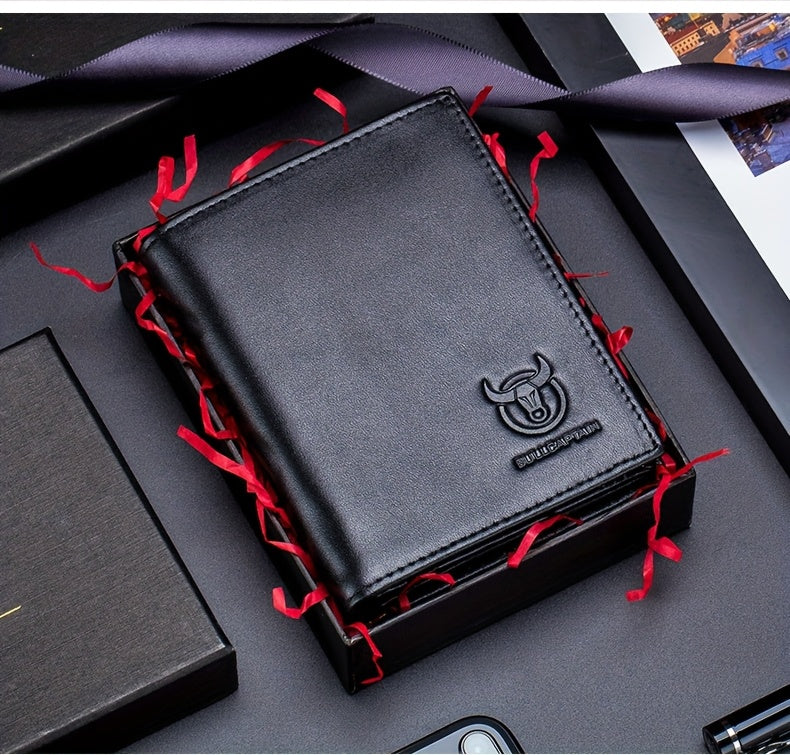 A Lightweight Men'S Leather Wallet Designed for Casual Use, Featuring a Compact Bi-Fold Style, Ample Space for , a Passport Compartment, Multiple Card Slots, And a Storage Pouch for Tickets And - ayq