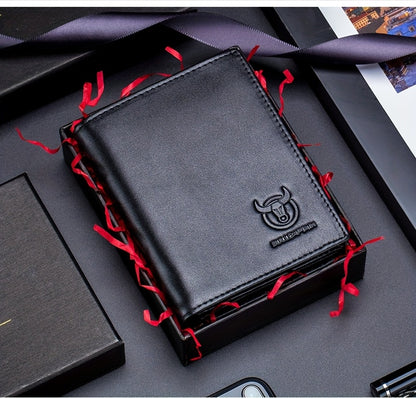 A Lightweight Men'S Leather Wallet Designed for Casual Use, Featuring a Compact Bi-Fold Style, Ample Space for , a Passport Compartment, Multiple Card Slots, And a Storage Pouch for Tickets And - ayq