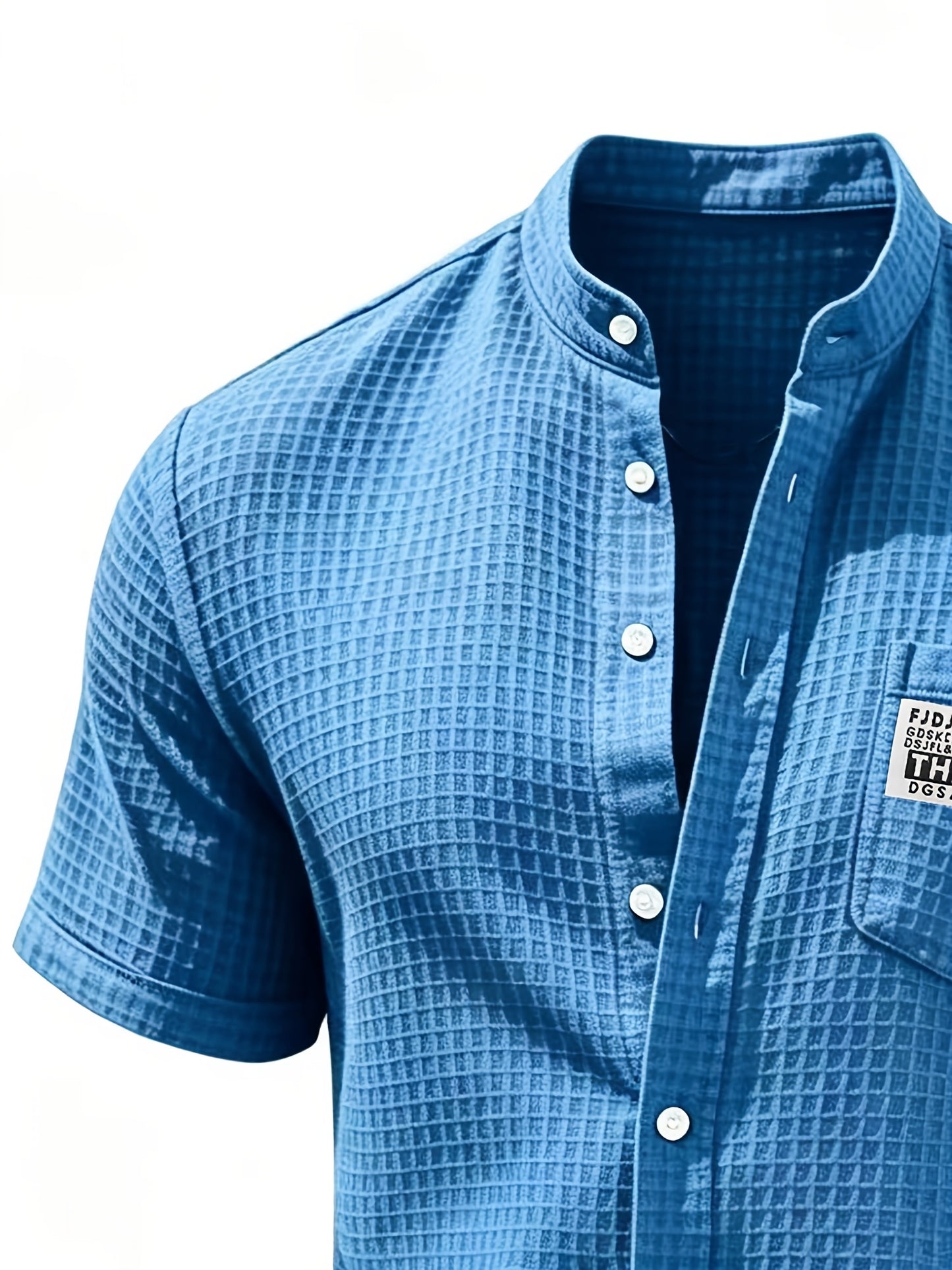 Men's Summer Waffle Knit Shirt & Shorts Set - Casual Sporty Style