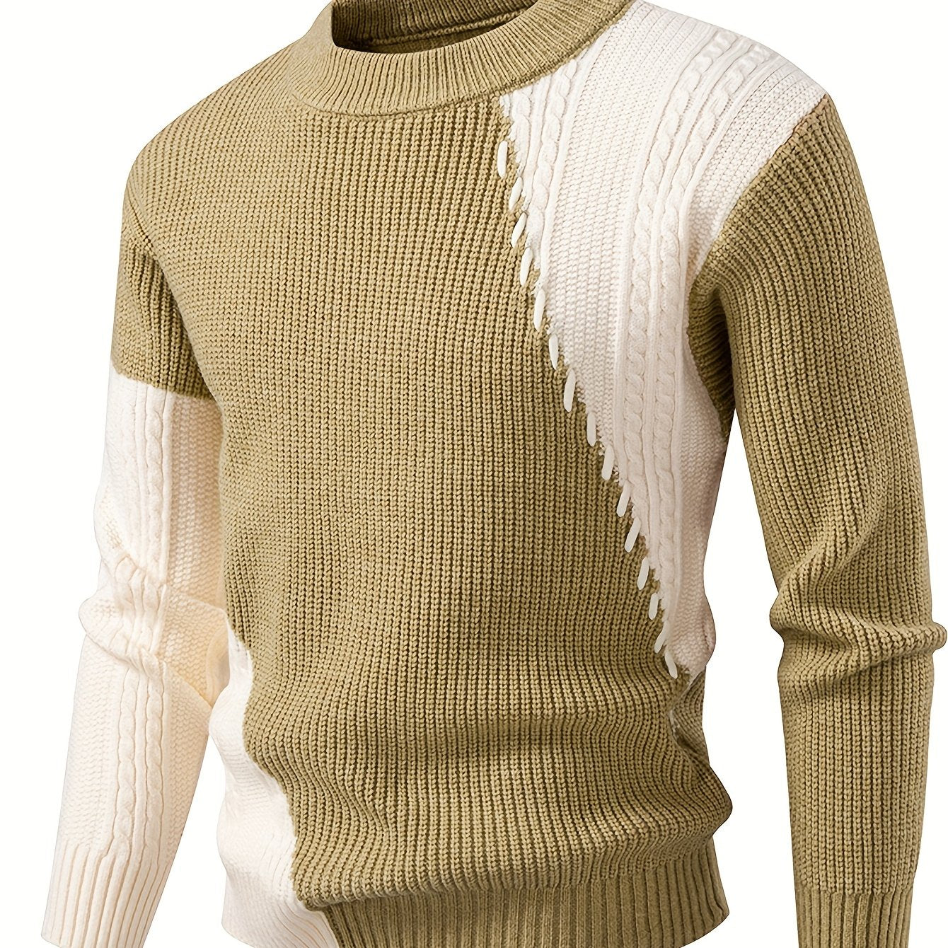 Նոր աշուն-ձմեռ կլոր վզով տղամարդու սվիտեր, նորաձև, առօրյա, նորաձև, պատչվորք տրիկոտաժ, տաք, հաստ, նորաձև, ազատ վերնաշապիկ