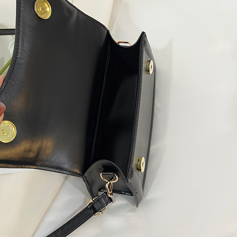 Թարմ և նորաձև փոքրիկ քառակուսի պայուսակ, մի ուսի վրա կրծկալով պայուսակ, երիտասարդական և հաճելի ոճով, մագնիսական ճարմանդով փակվող պայուսակ, միագույն, ինտերնետում հայտնի և սիրված պայուսակ