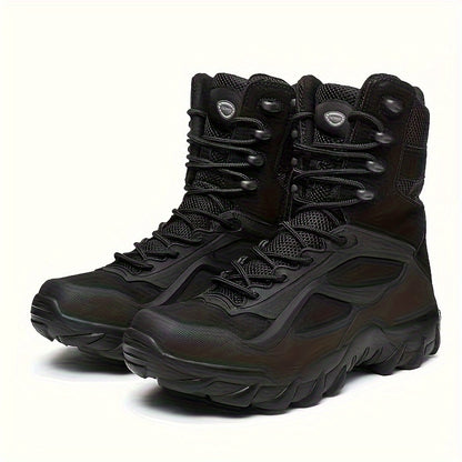 Men's High-Top Outdoor Hiking Boots with Fabric Upper
