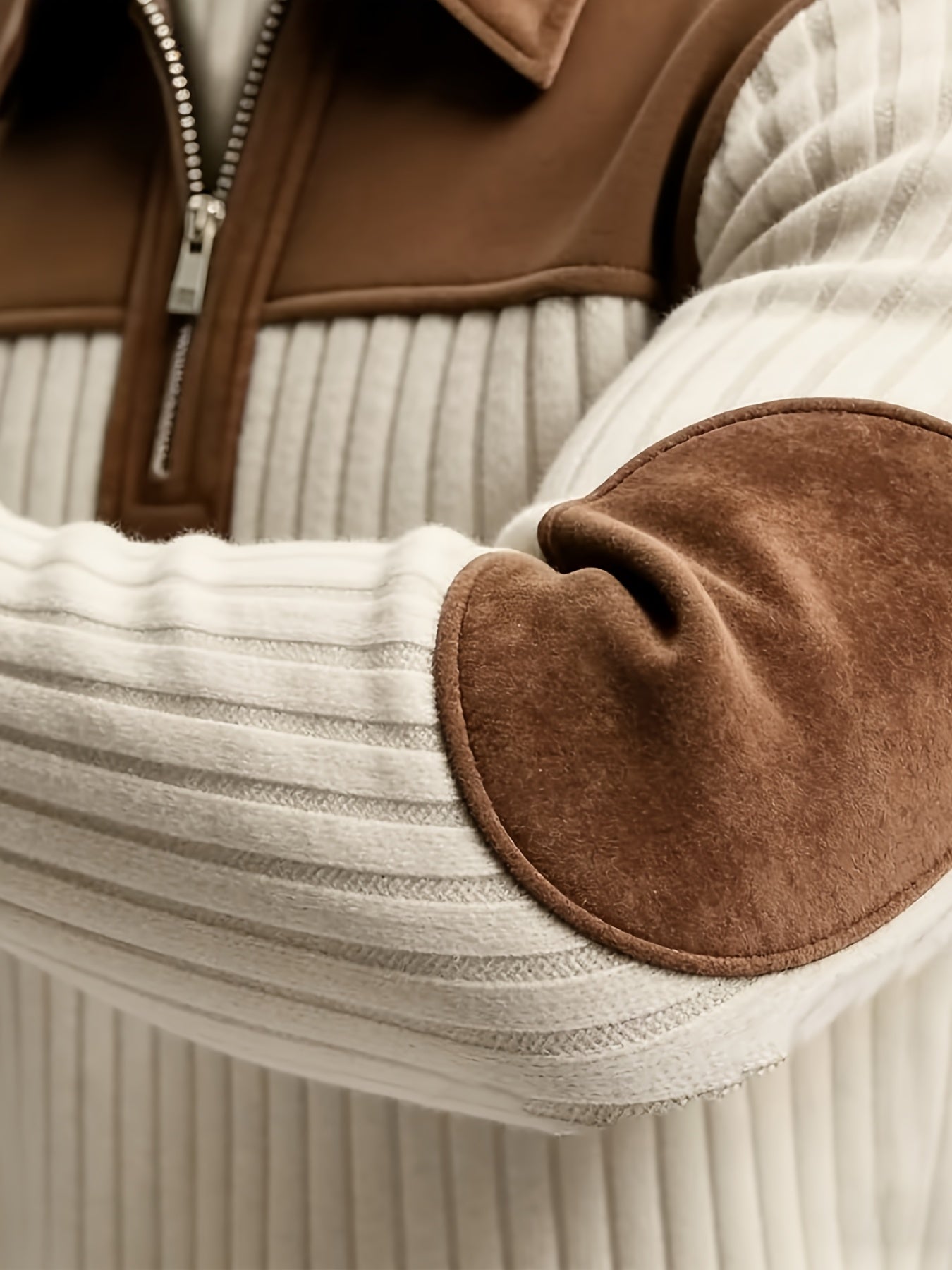 Men's Autumn Winter Color Block Pullover Sweater with Lapel - ayq