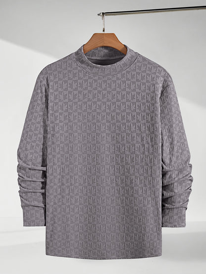 Տղամարդու երկարաթև մարզաշապիկ կիսաբարձր օձիքով, առօրյա ժակարդե հիմք վերնաշապիկի համար, աշնանային և ձմռան համար նախատեսված ոճային և բարձրորակ վերնաշապիկ