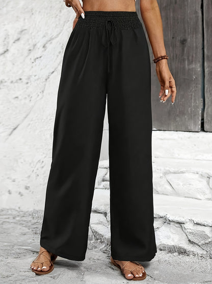 Elegant Solid Color Twisted Knot Straight-Leg Pants